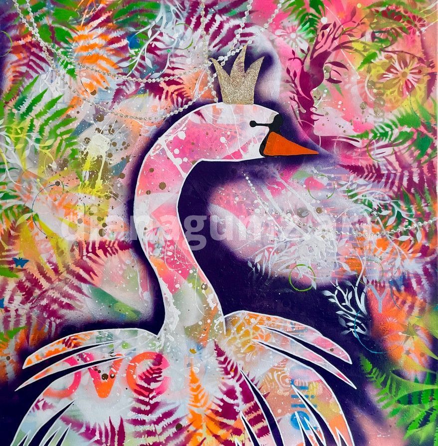 Acryl auf Leinwand - Schwanenkönigin - 80x80