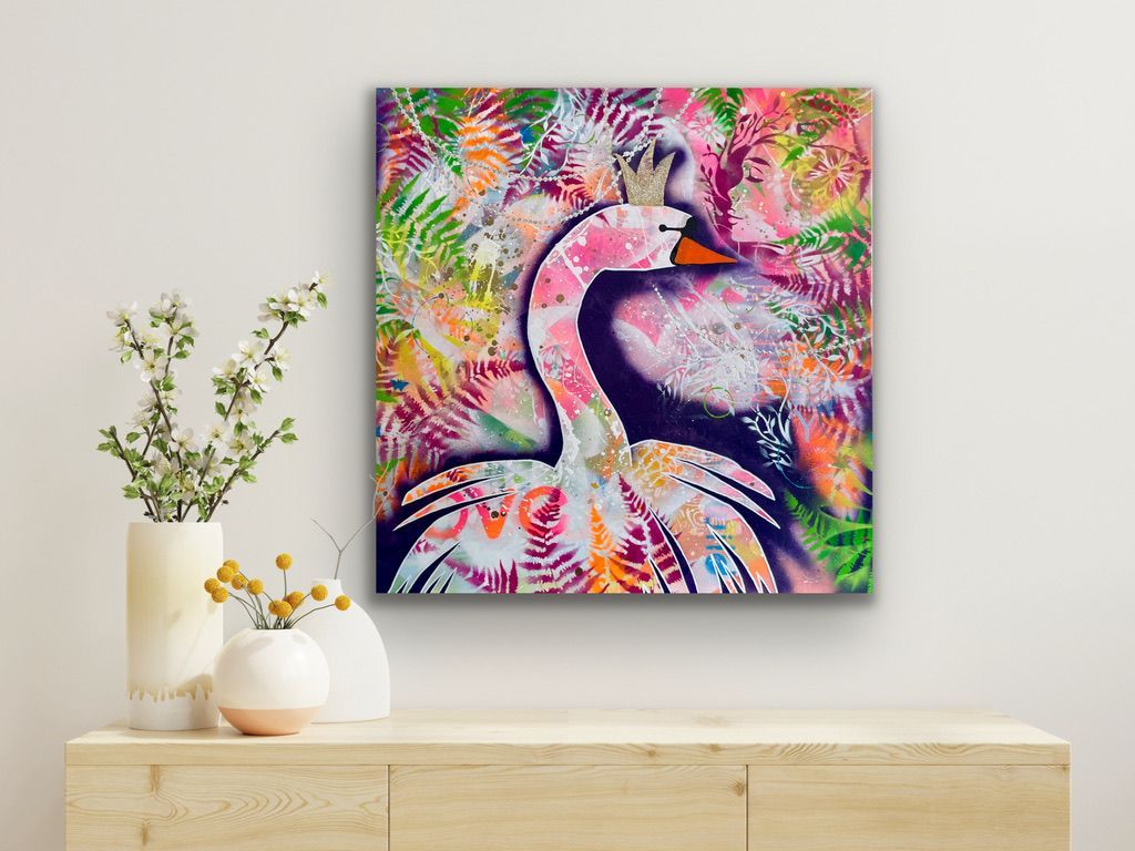 Acryl auf Leinwand - Schwanenkönigin - 80x80