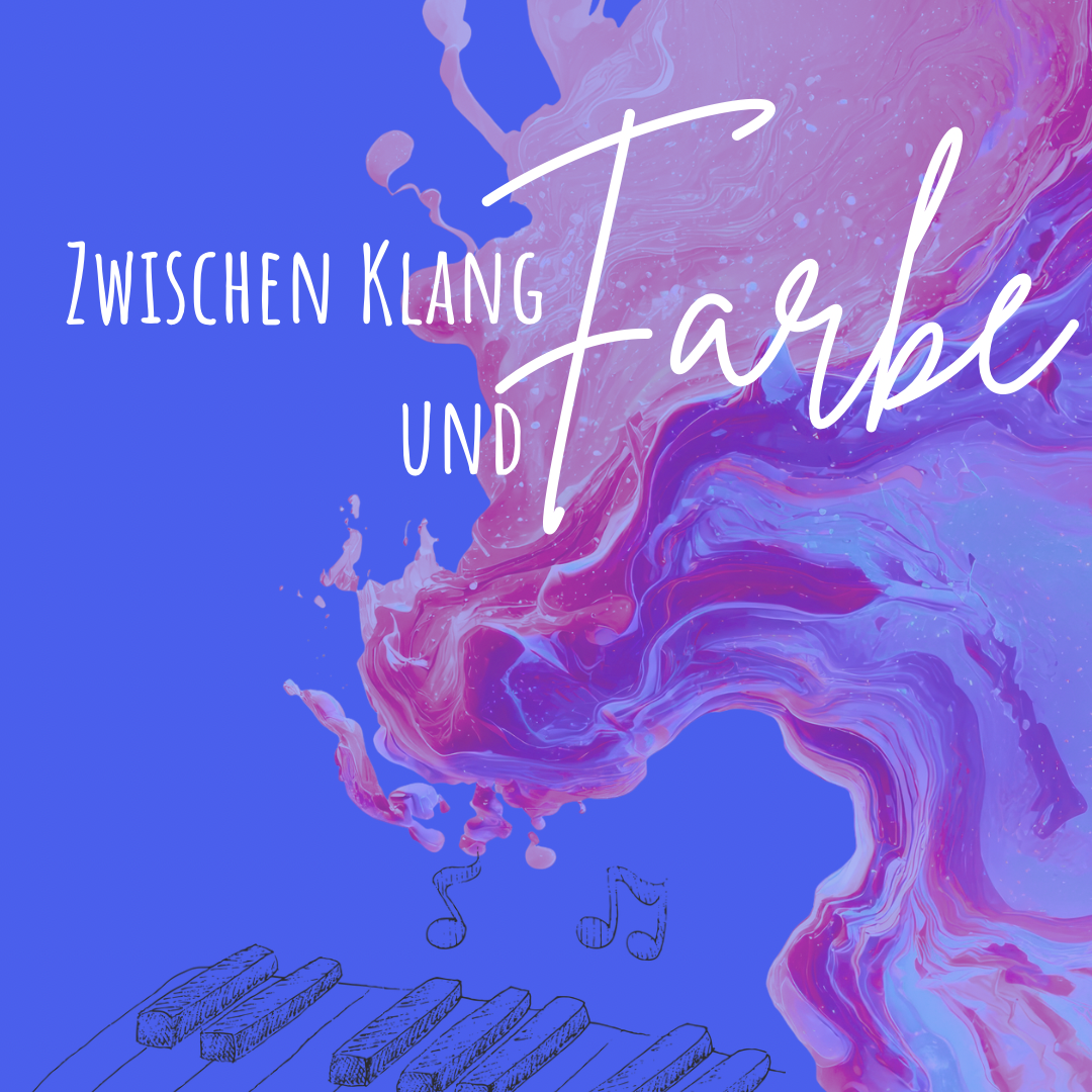 Einladungs-Grafik für das Kunst-Event 'Zwischen Klang und Farbe' im Atelier von Diana Gumz. Ein Abend mit Ausstellung neuer abstrakter Kunstwerke, Getränken und Live-Piano von Torben von Spreckelsen.